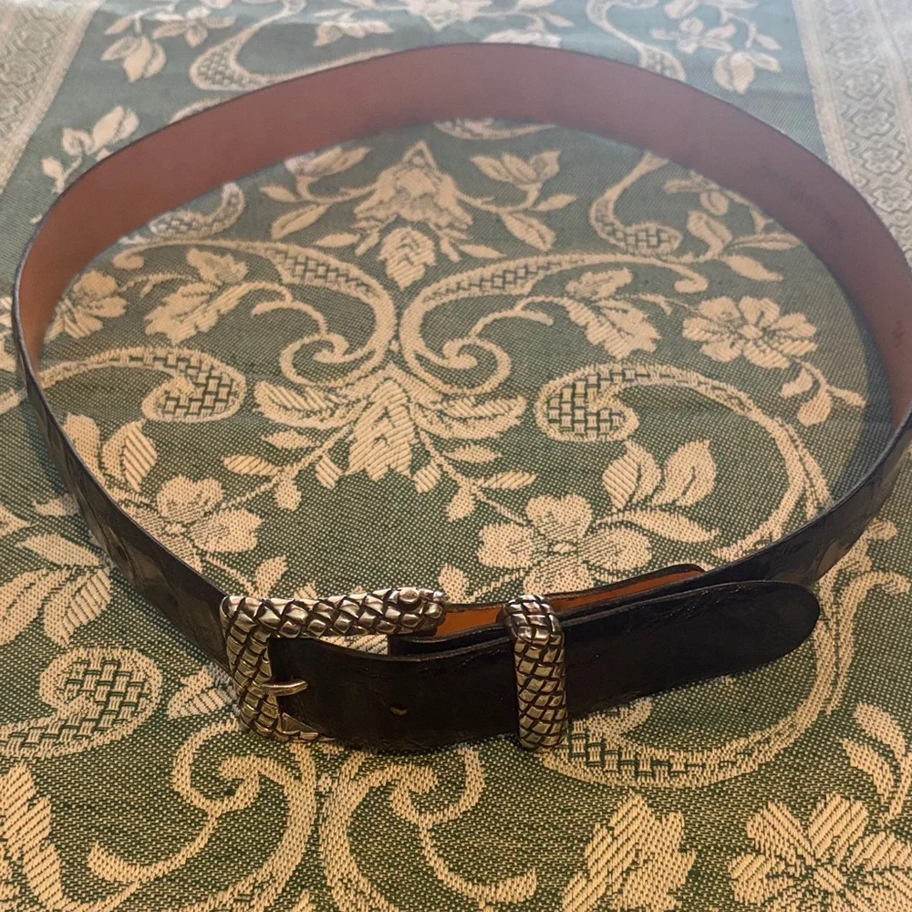 Women's Saddlebags Genuine Alligator Belt with Sterling Silver Buckle